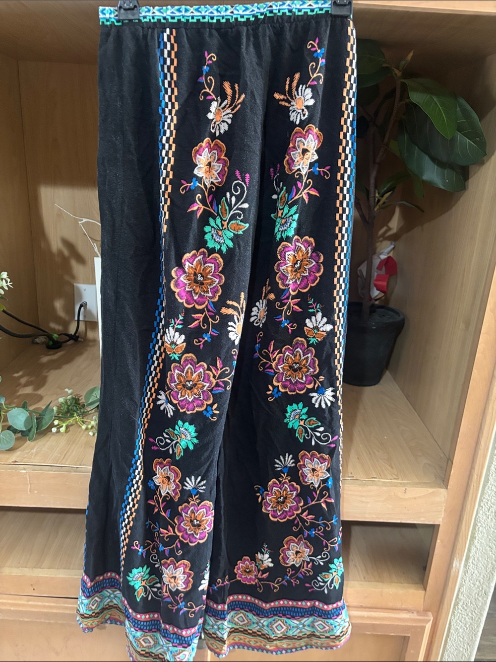 Flying Tomato Black Wide Leg Embroidered Palazzo Pants - Picture 5 of 6